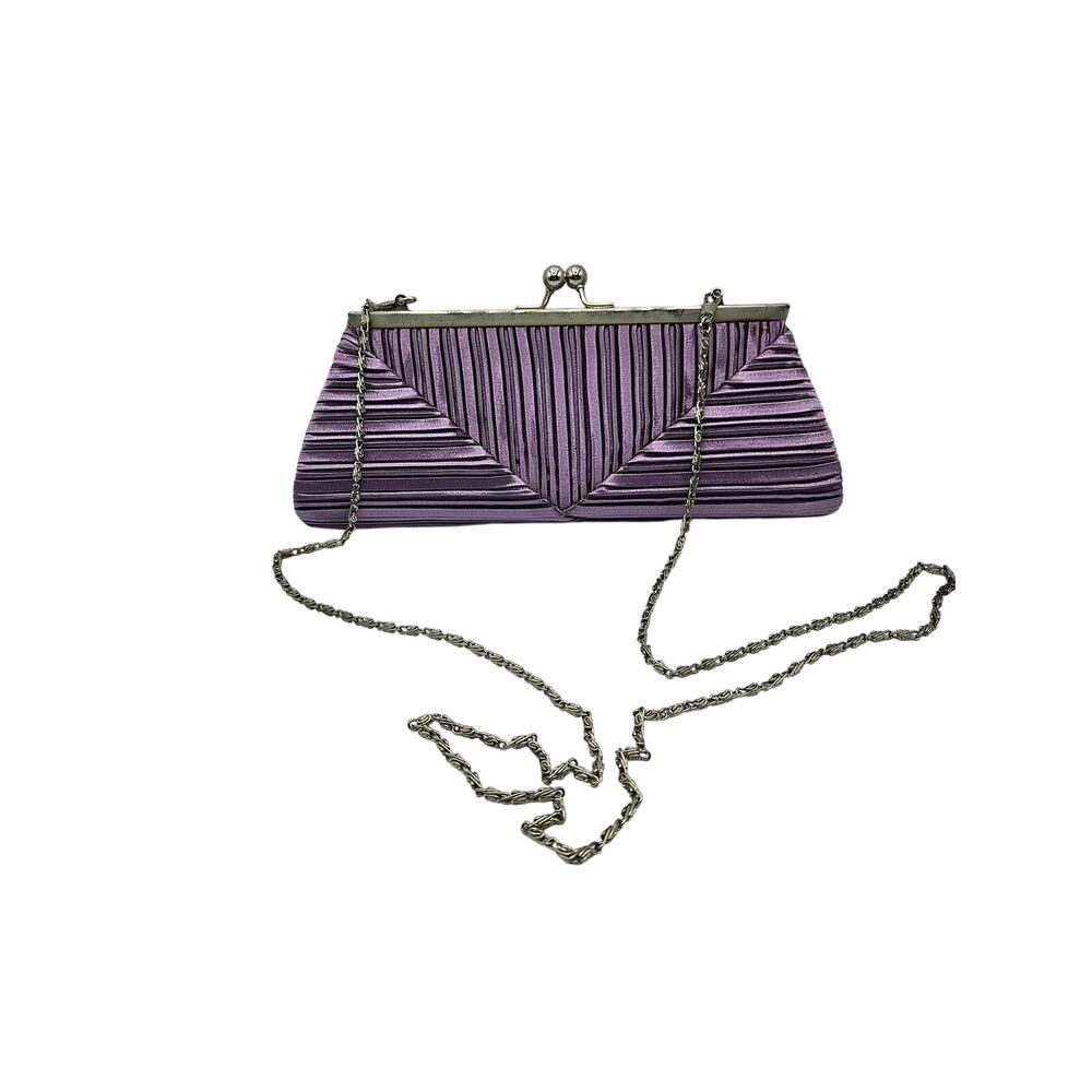 Bijoux Terner Women's Purple Satin Evening Bag Clutch/Crossbody Kisslock